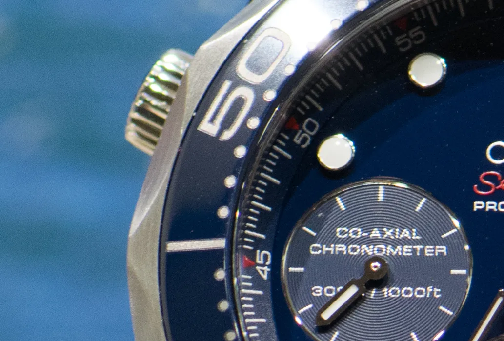 Helium escape valve on an Omega Seamaster Diver 300M