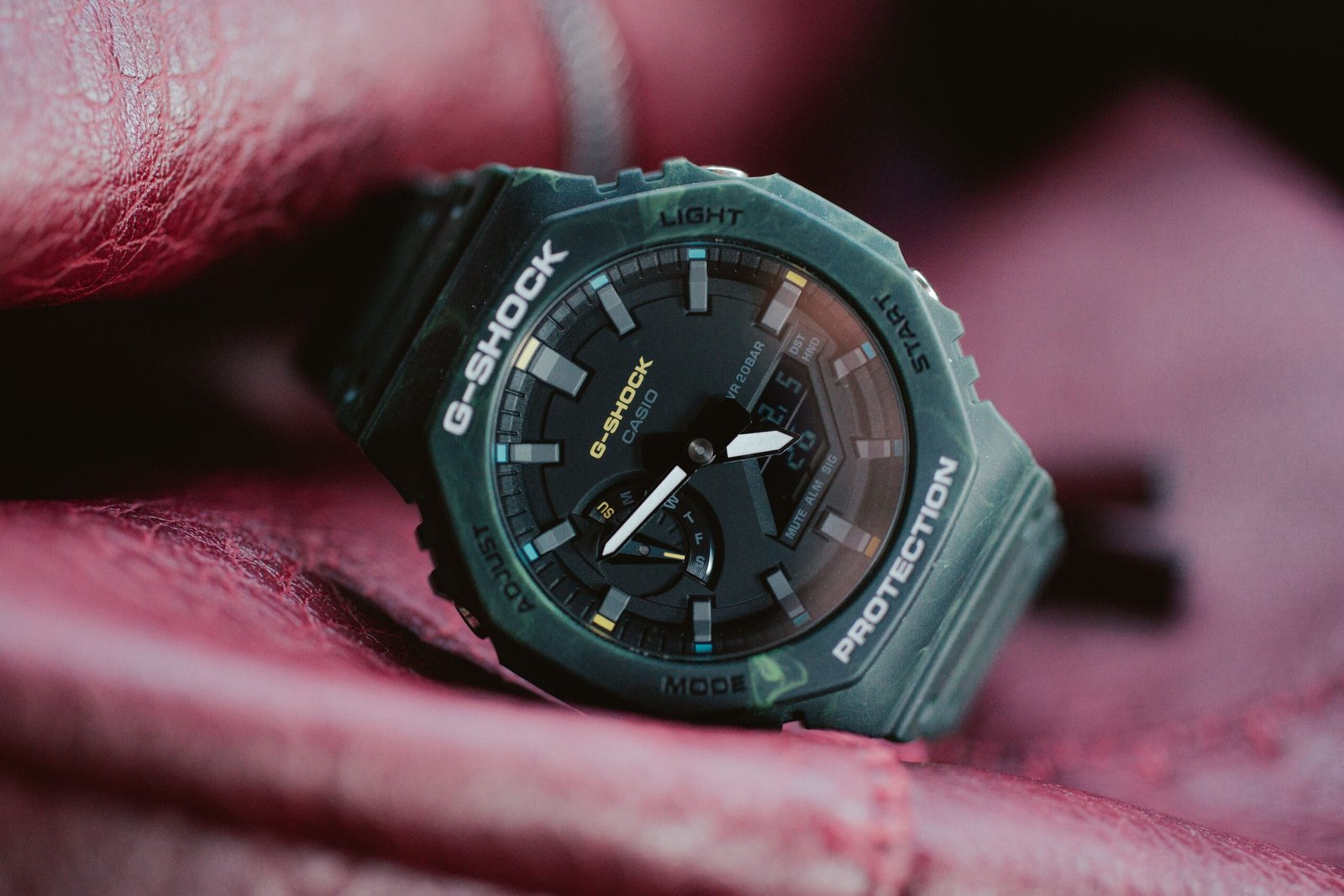 Close-up of a G-Shock digital wristwatch