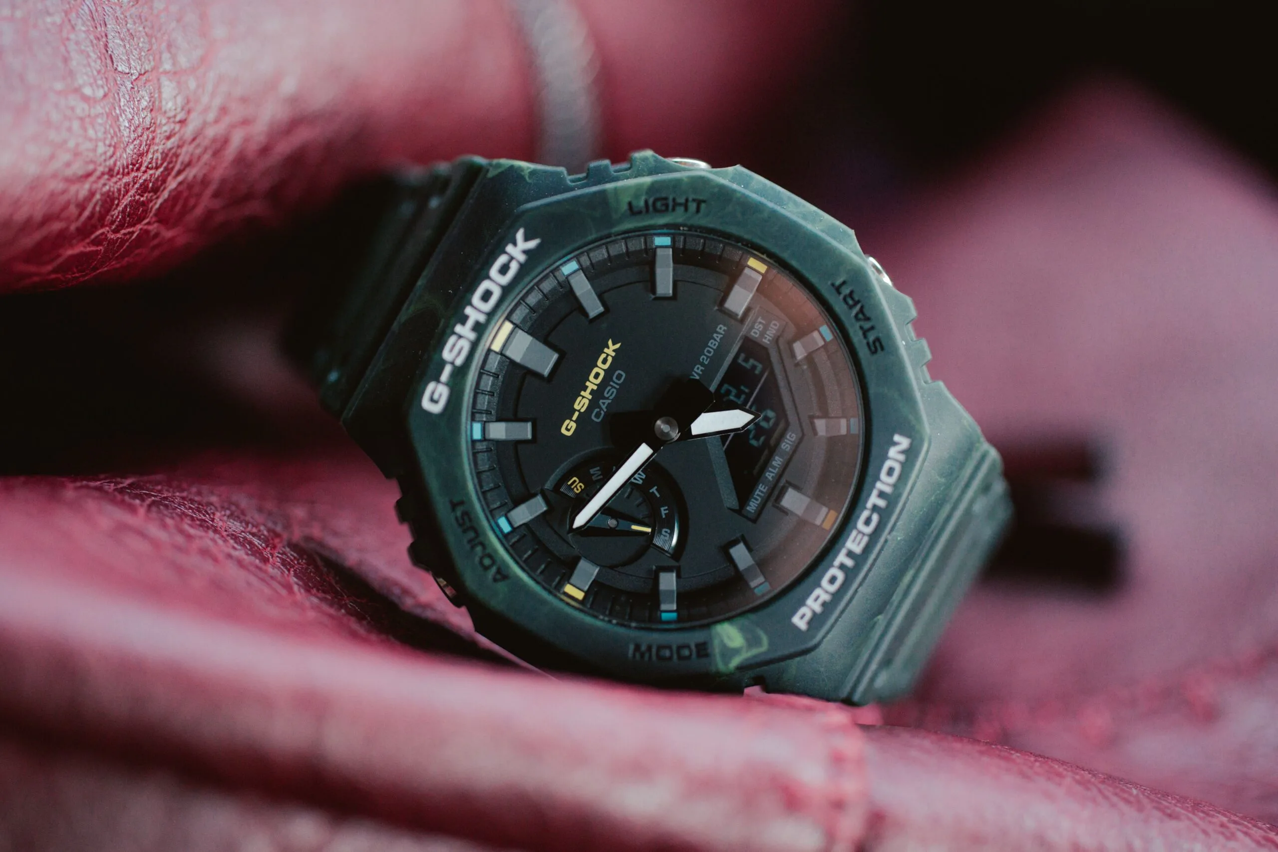Close-up of a G-Shock digital wristwatch