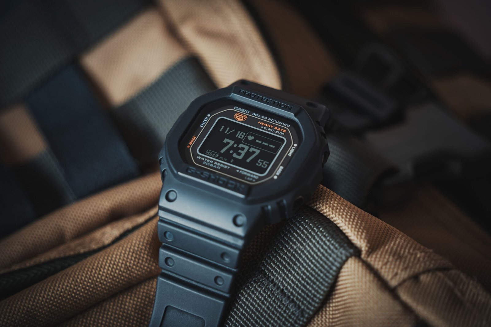 Casio G-Shock watch on a textured outdoor surface